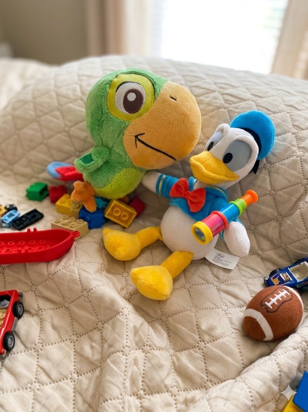 Disney Donald Duck Plush - Blue, White, Yellow with Parrot Skully from Neverland